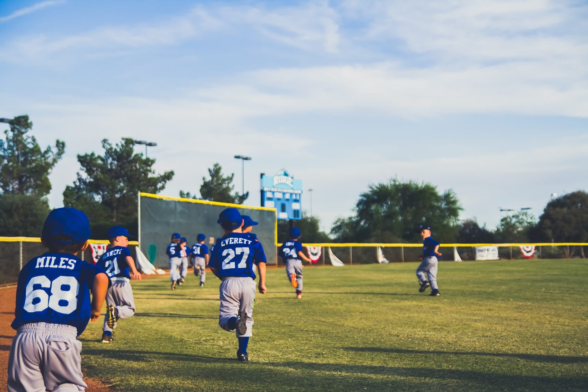 Youth soccer team on field